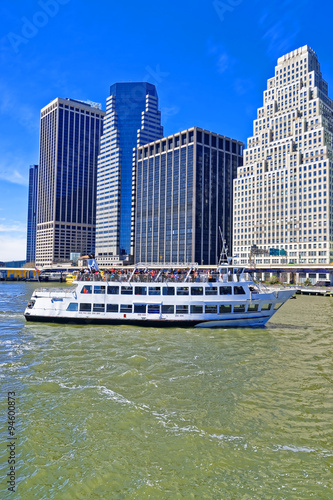 East River ferry boat heading in Midtown Manhattan