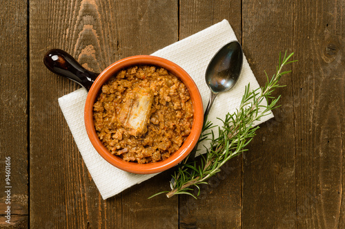 Ragù di suino con costine, condimento per pasta italiana photo