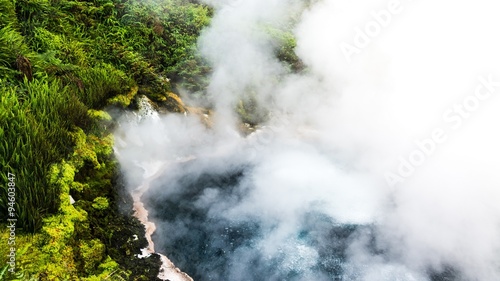 hot steam in a geothermal area