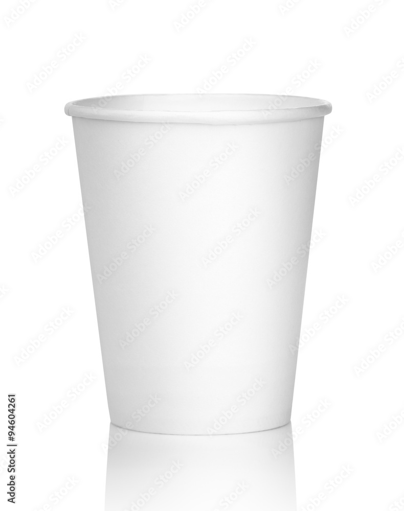 Empty white paper cup isolated on white Empty white paper cup isolated on white