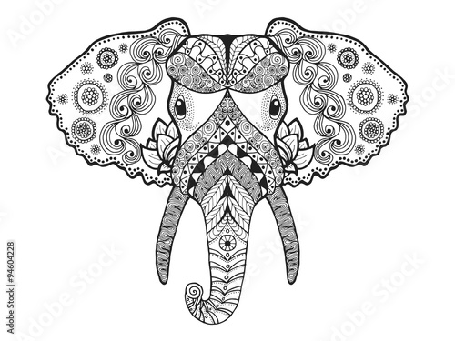  Zentangle stylized elephant. photo