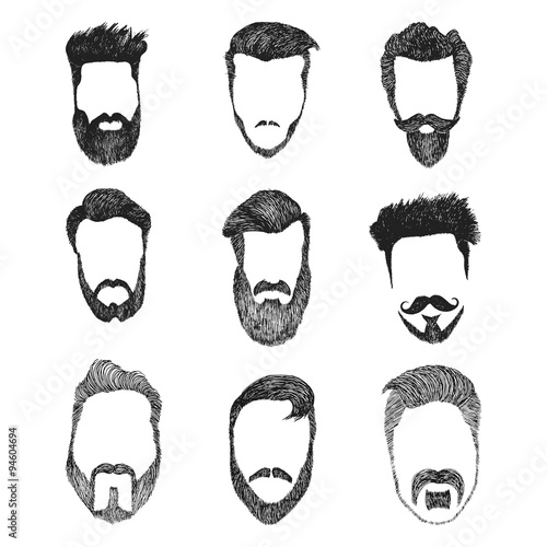 Hand drawn vector set of dress up constructor. 
