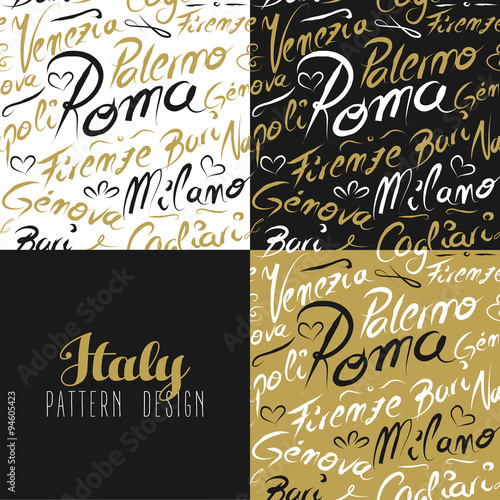 Travel italy city seamless pattern gold milan