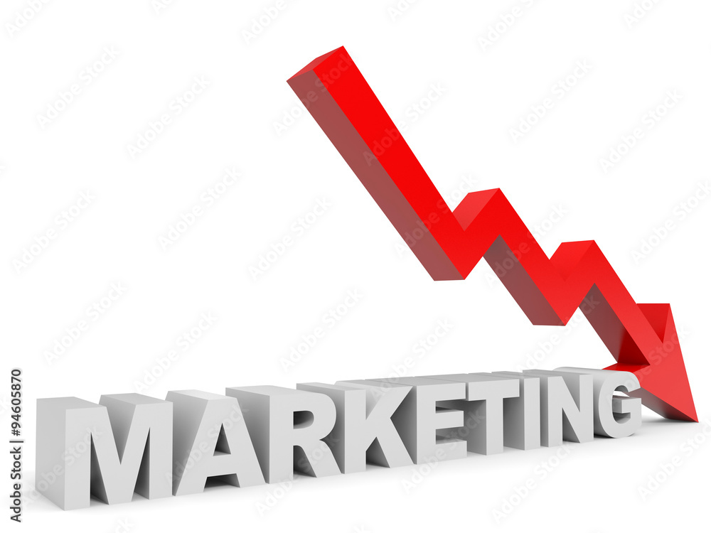 Graph down marketing arrow. Graph down marketing arrow.