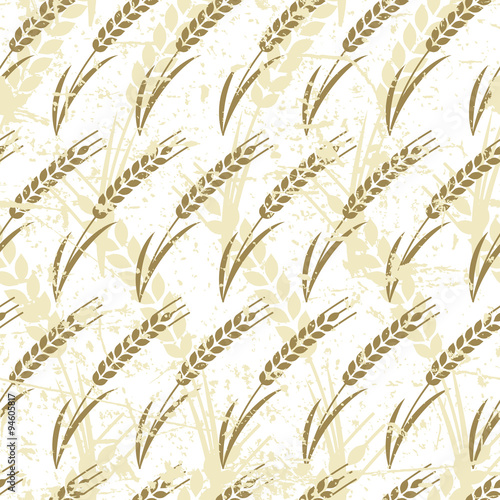 Vector seamless pattern with ripe ear of wheat.