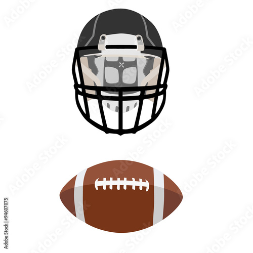 American football ball and helmet