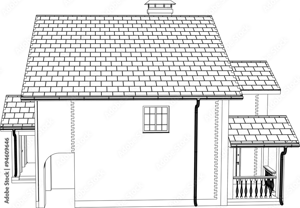 The contours of the house. The 3d drawings. The contours of the house. The 3d drawings.