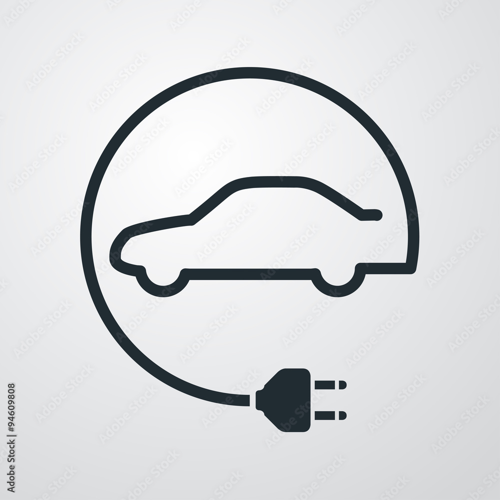 Icono plano vehiculo electrico sobre fondo degradado Icono plano vehiculo electrico sobre fondo degradado