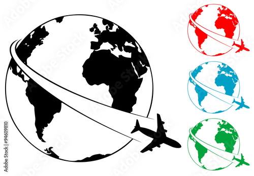 Pictograma vuelta al mundo varios colores