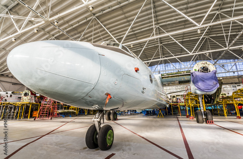 Airplane during maintenance and equipment upgrade