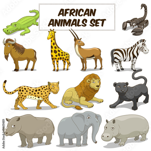 Cartoon african savannah animals set vector