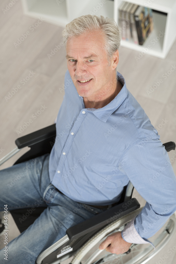 Portrait of disabled man on wheelchair Portrait of disabled man on wheelchair