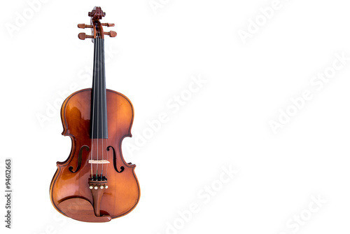 Violin on white background with copyspace.