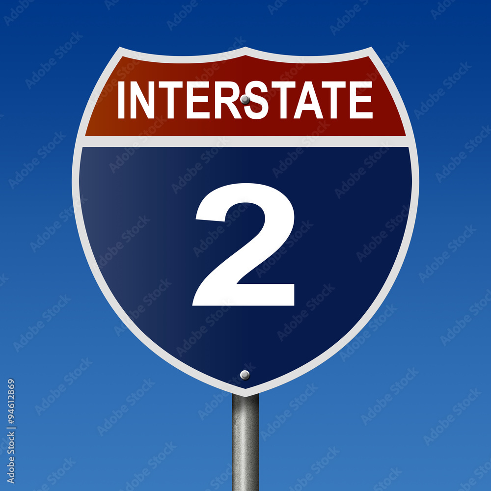 Sign for Interstate 2, part of the National Highway System, which travels within Texas Sign for Interstate 2, part of the National Highway System, which travels within Texas