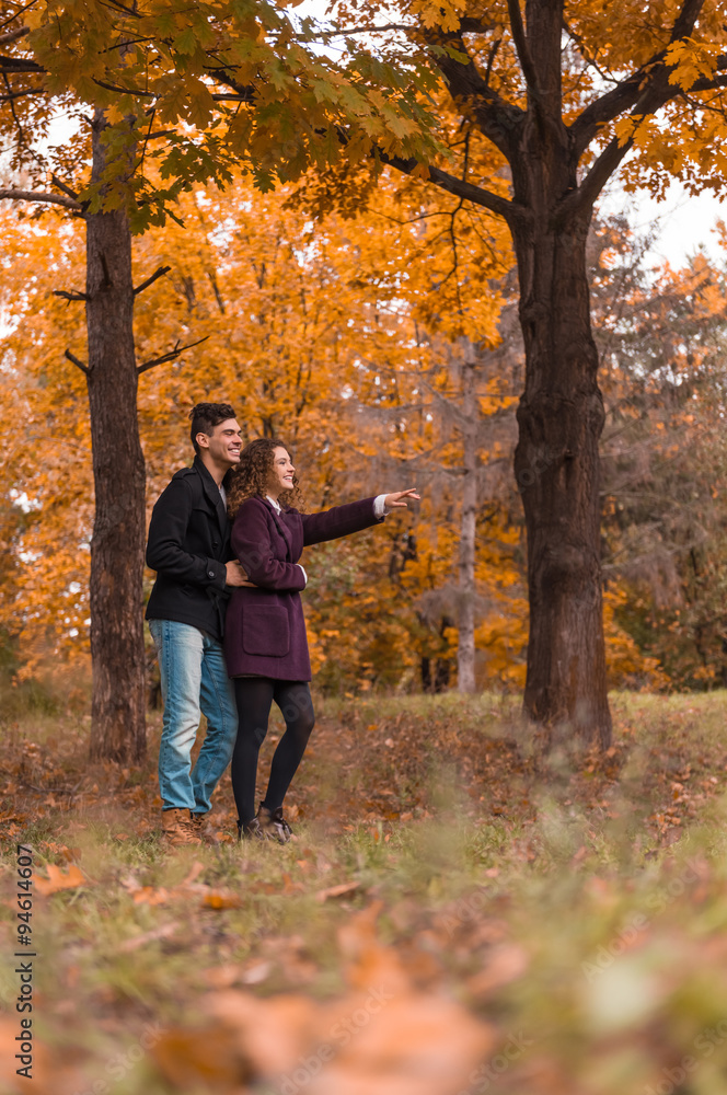Couple on autumn walk Couple on autumn walk