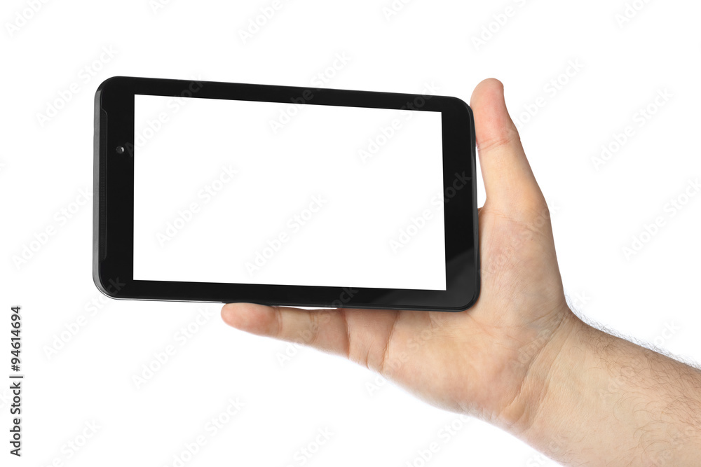 Hand with touchpad pc Hand with touchpad pc