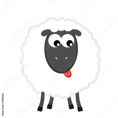 White sheep with tongue out illustration