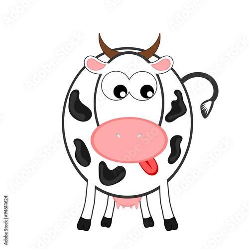 White cow with tongue out illustration
