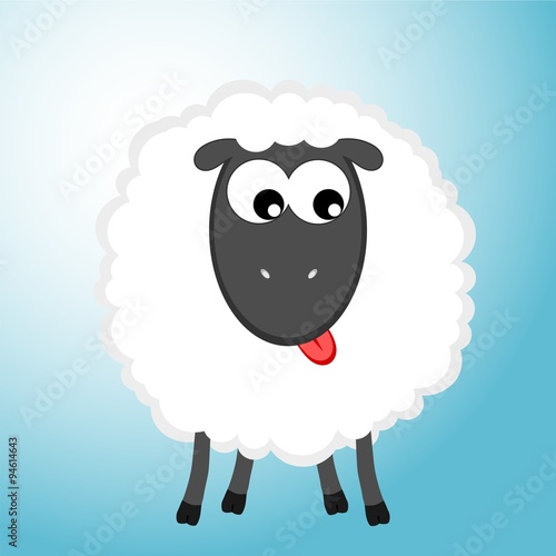 White sheep with tongue out illustration