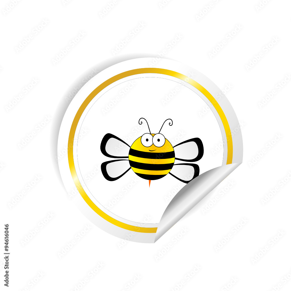 Obraz premium bee with honey sticker yellow vector