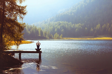 wellbeing and healthy lifestyle concept, yoga background