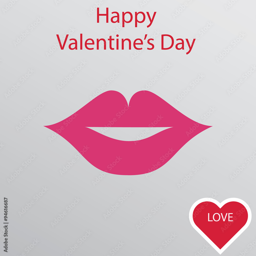 Girl lips, happy valentine day Girl lips, happy valentine day