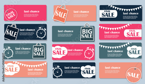 Sale Banner Set with Place for Your Text. Vector Illustration