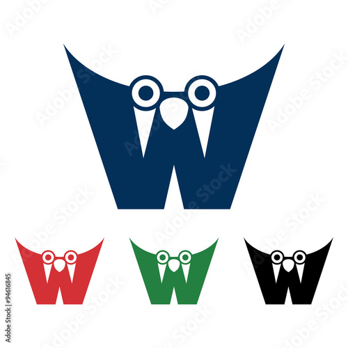 W Owl Character Logo Mascot photo