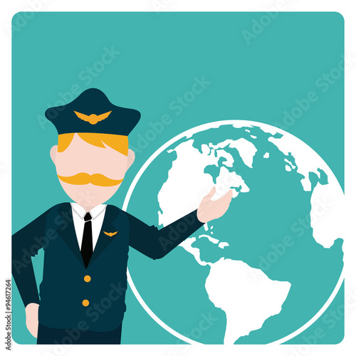 flight attendant illustration over color bakcground