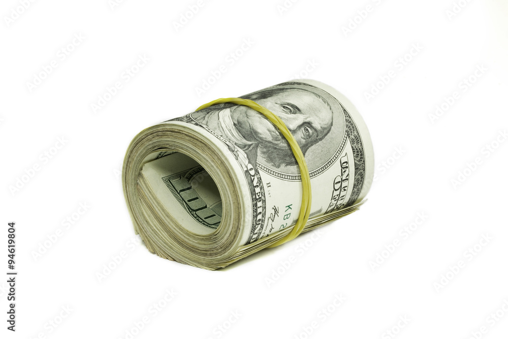 Roll of dollars isolated on a white background Roll of dollars isolated on a white background