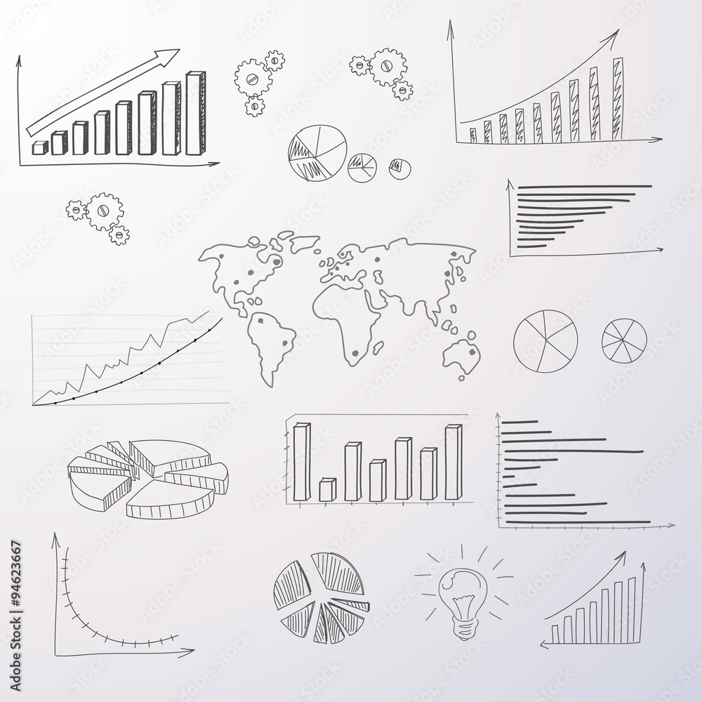 custom made wallpaper toronto digitalGraph Set Finance Diagram Infographic Hand Draw Icon Sketch Financial