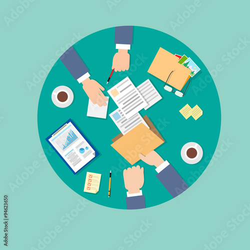 Business People Folder Document Papers Signing Up Contract Agreement