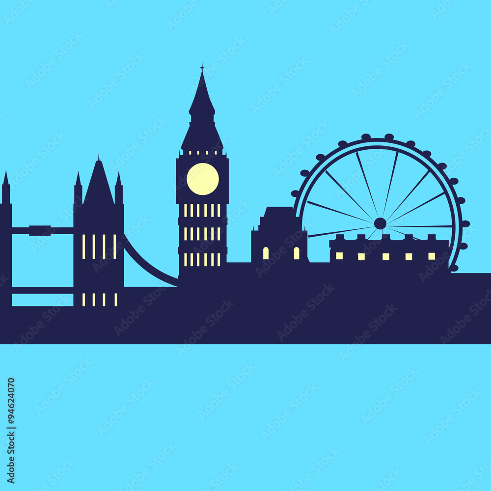 Fototapeta premium London Abstract Skyline City Skyscraper Silhouette
