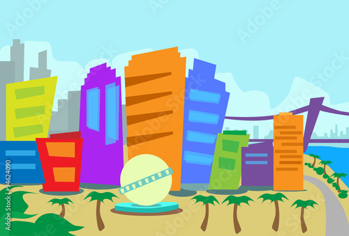 Los Angeles Abstract Skyline City Skyscraper Silhouette