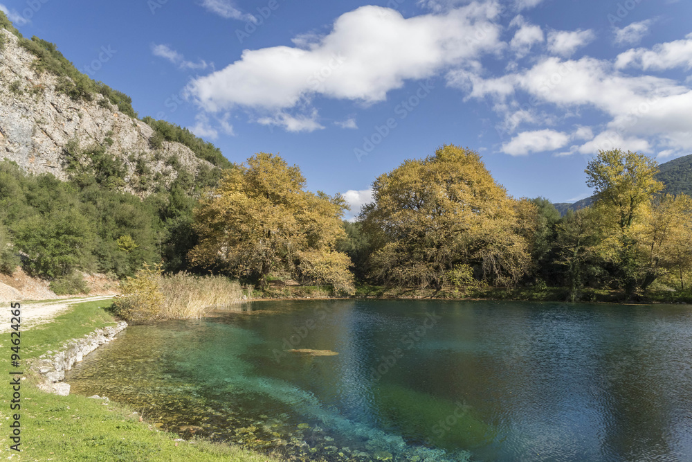 Louros river springs in Ioannina Greece - autumn Louros river springs in Ioannina Greece - autumn