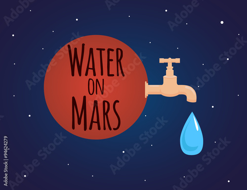 Illustration on the theme of discovery of water on Mars 