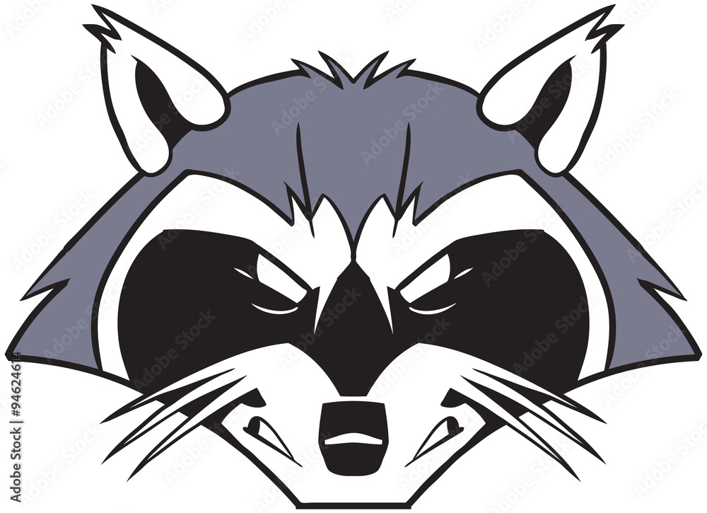 Rough Mean Cartoon Raccoon Mascot Head Rough Mean Cartoon Raccoon Mascot Head