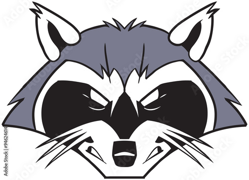 Rough Mean Cartoon Raccoon Mascot Head