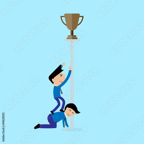 businessman try to get trophy concept