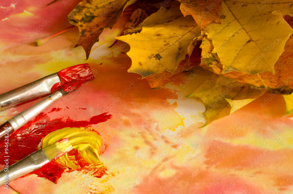 Fototapeta premium painting fall leaves
