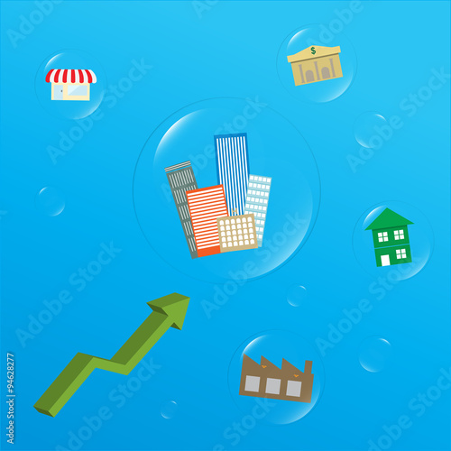 arrow graph increasing real estate economic bubble  concept