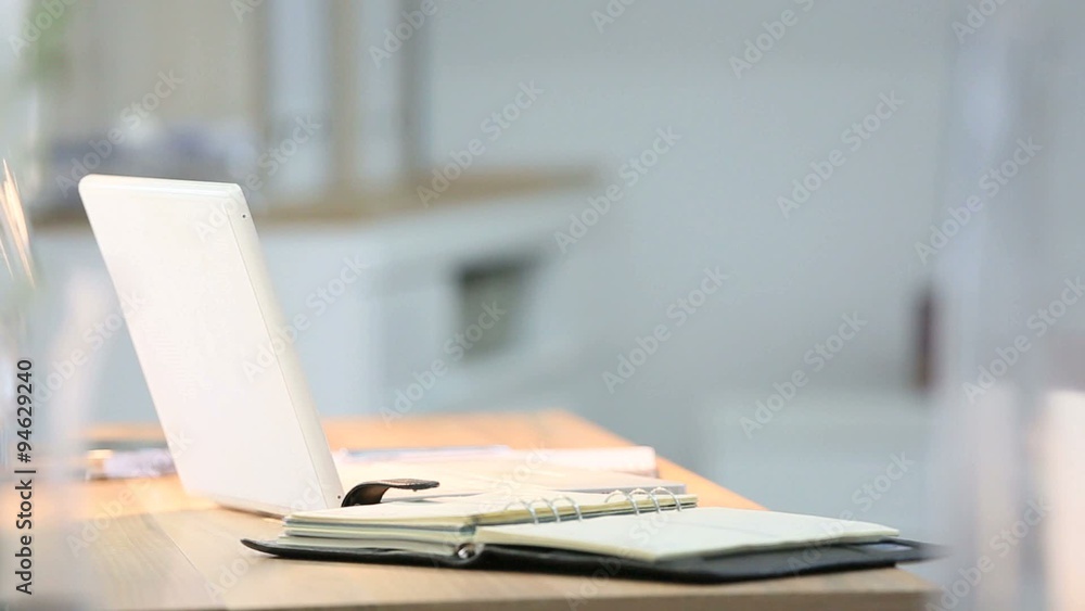 Closeup of laptop set on table Closeup of laptop set on table