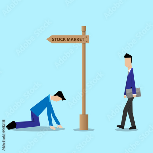 newcomer businessman walking to stock market disregard to loss b
