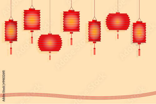 Chinese lantern paper style design for mid autumn festival