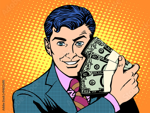 Rich with wads of dollars. business concept 