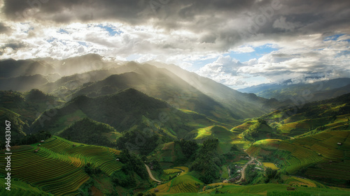 Rice fields on terraced in rainny season at Mu cang chai © anekoho