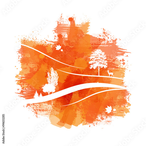 Herbst | Berglandschaft | Abstract Watercolour Painting