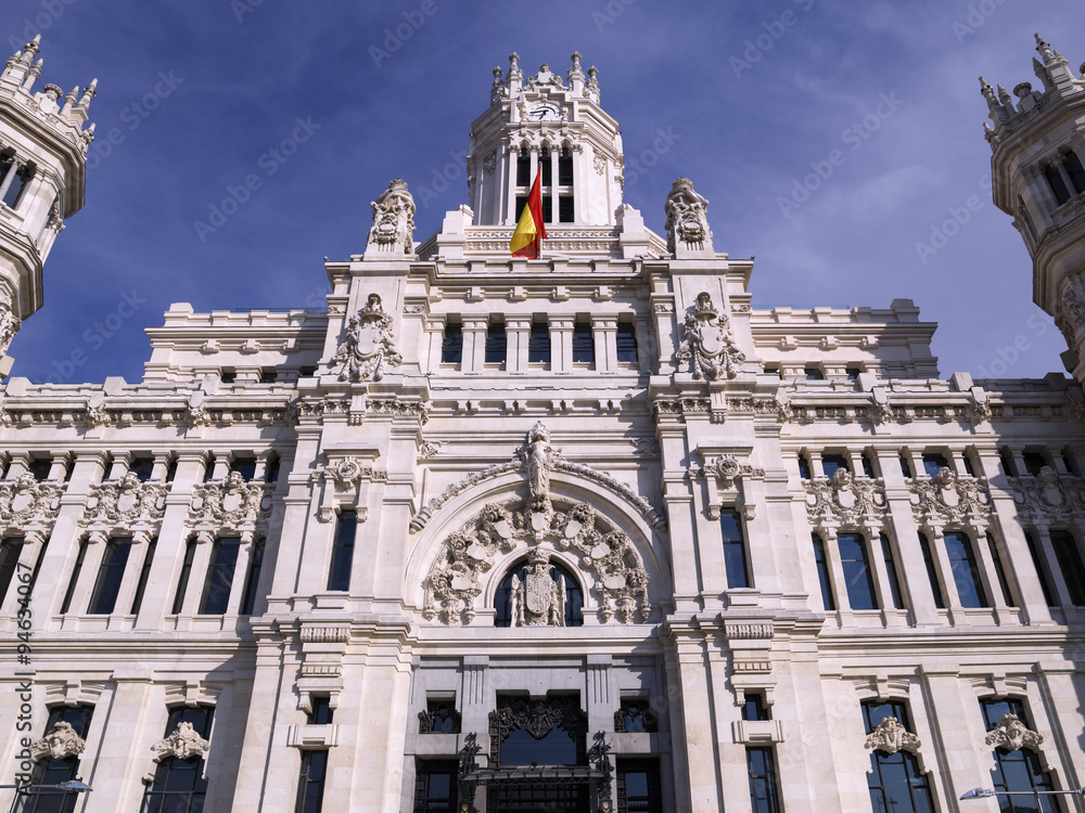 View of the building where the town hall city of Madrid (Spain) is located