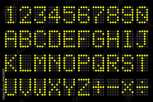 digital letters and numbers display board for airport schedules