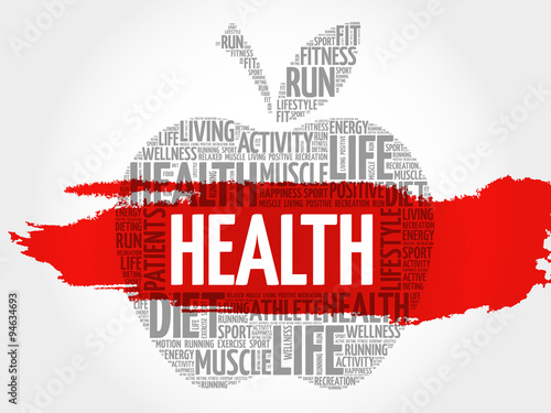 Health apple word cloud concept